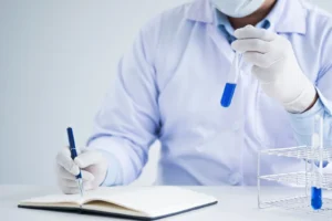 How long do drug test results take. Professional conducting drug test and writing results.