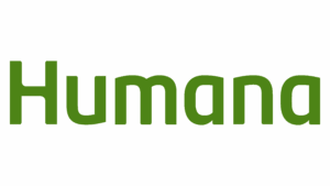 Humana logo in dark green text on a bright green background.