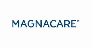 Logo with blue text reading 'MAGNACARE' on a white background.